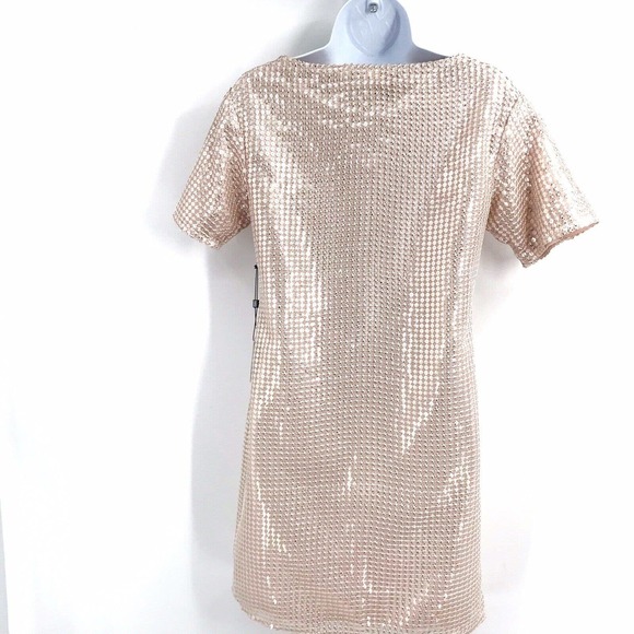 Laundry By Shelli Segal Womens Blush Pink Sequined Sheath Mini Dress Size 0 - Picture 6 of 9